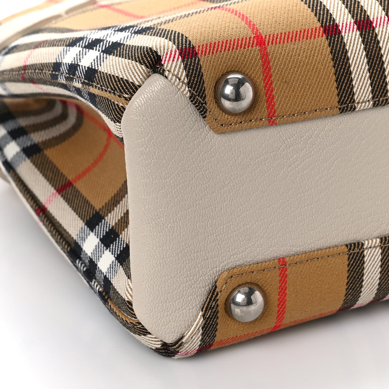 Burberry Goatskin Vintage Check Small Banner Tote Limestone 6 of 9