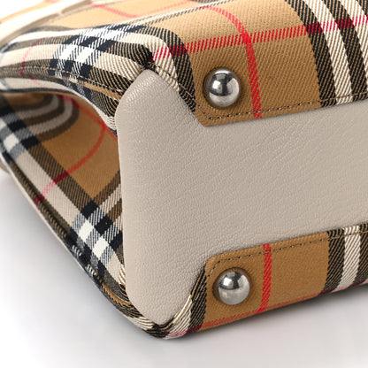Burberry Goatskin Vintage Check Small Banner Tote Limestone 6 of 9