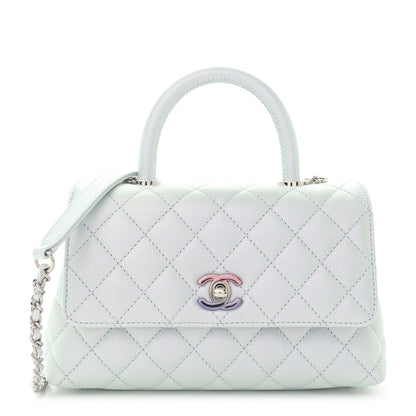Chanel Iridescent Caviar Quilted Mini Coco Handle Flap Light Blue 1 of 11