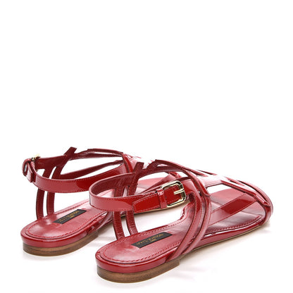 Louis Vuitton Patent Logo Crossing Flat Sandal 39 Rouge 4 of 9