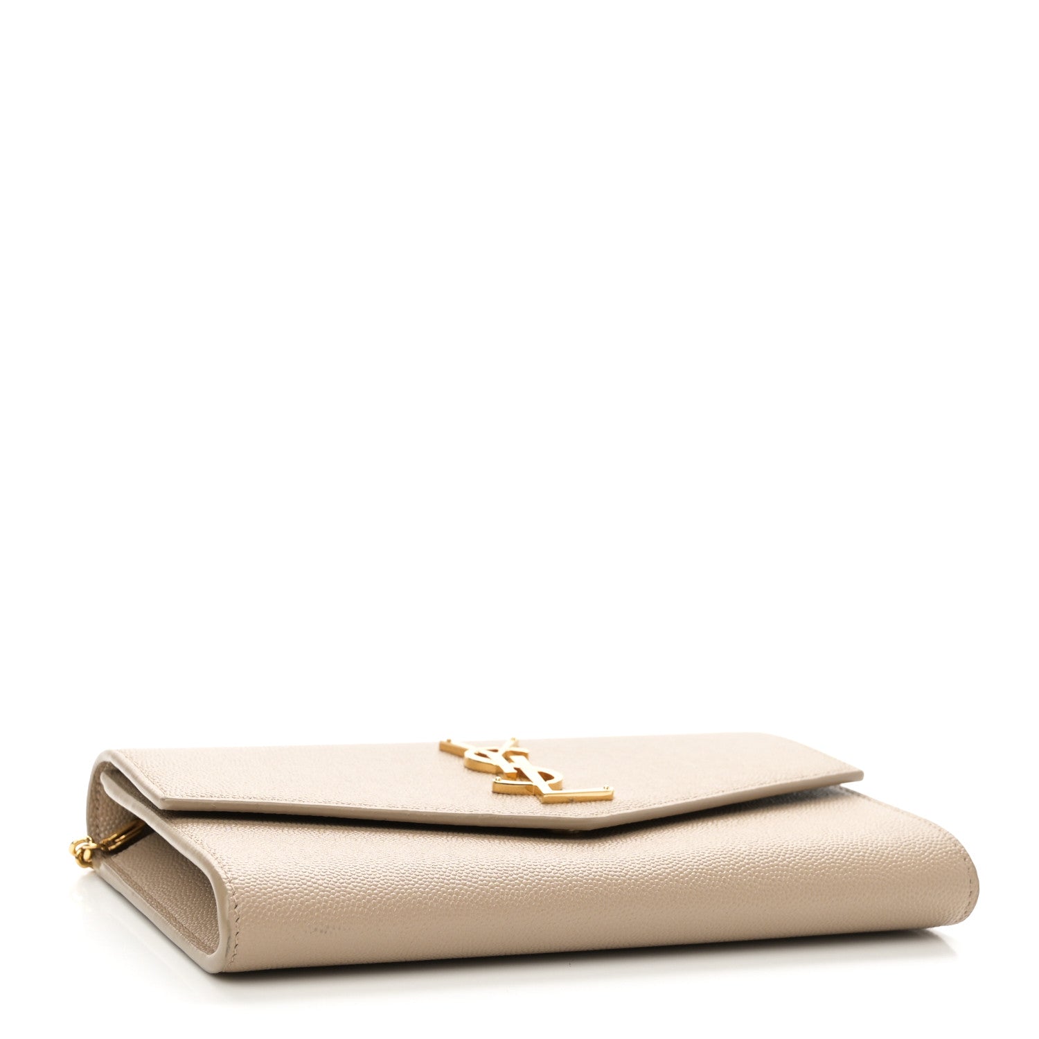 Saint Laurent Grain De Poudre Monogram Uptown Chain Wallet Taupe 5 of 11