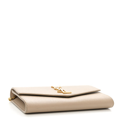 Saint Laurent Grain De Poudre Monogram Uptown Chain Wallet Taupe 5 of 11