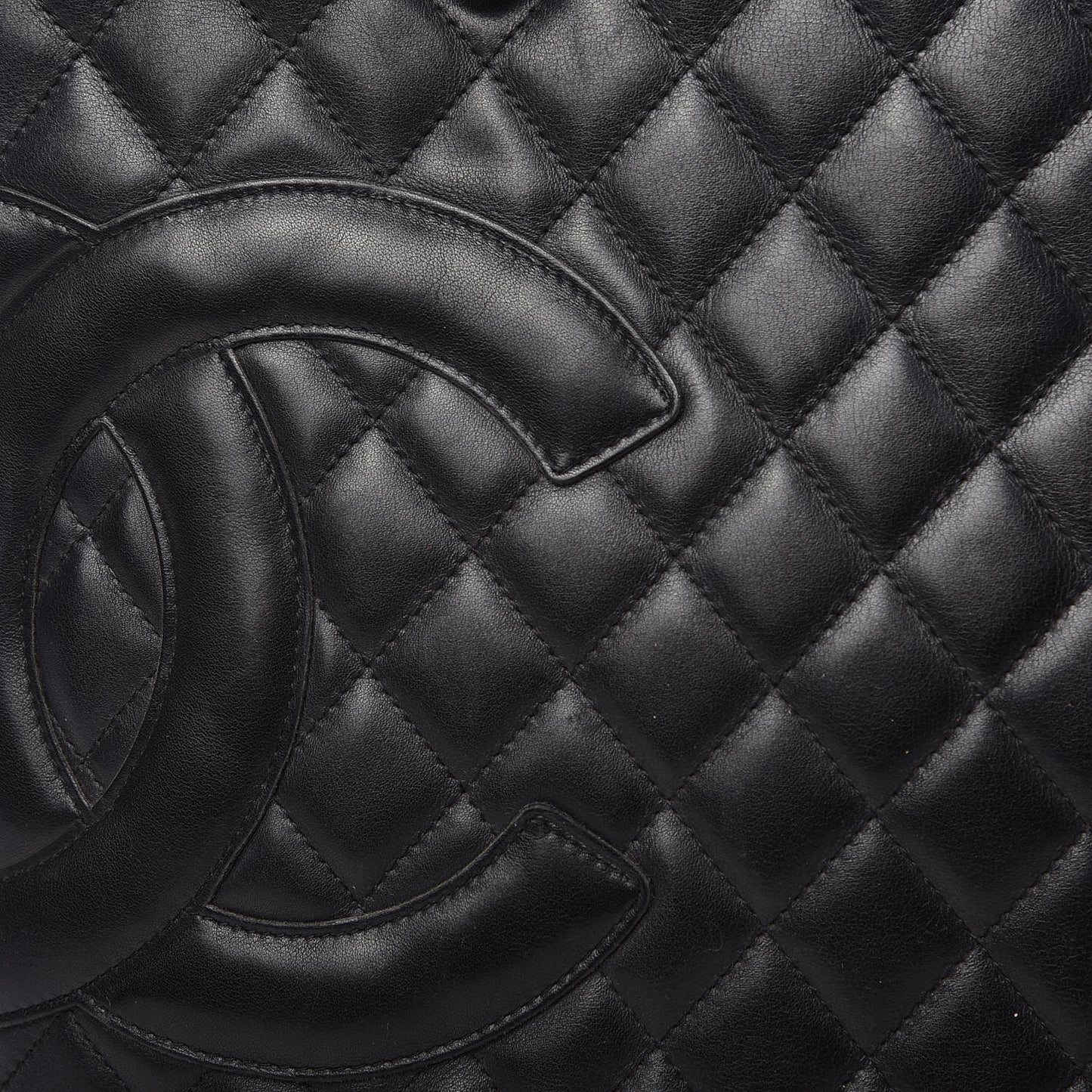 Calfskin Quilted Large Cambon Tote Black