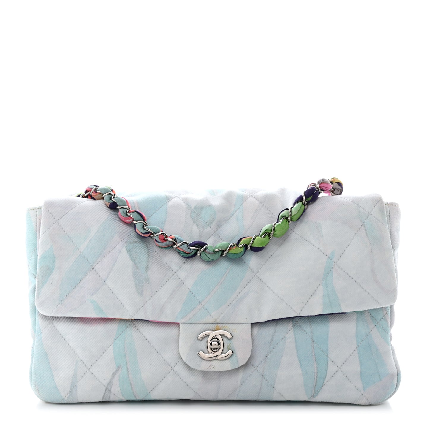 Canvas Quilted Jungle Jeans Flap White Multicolor