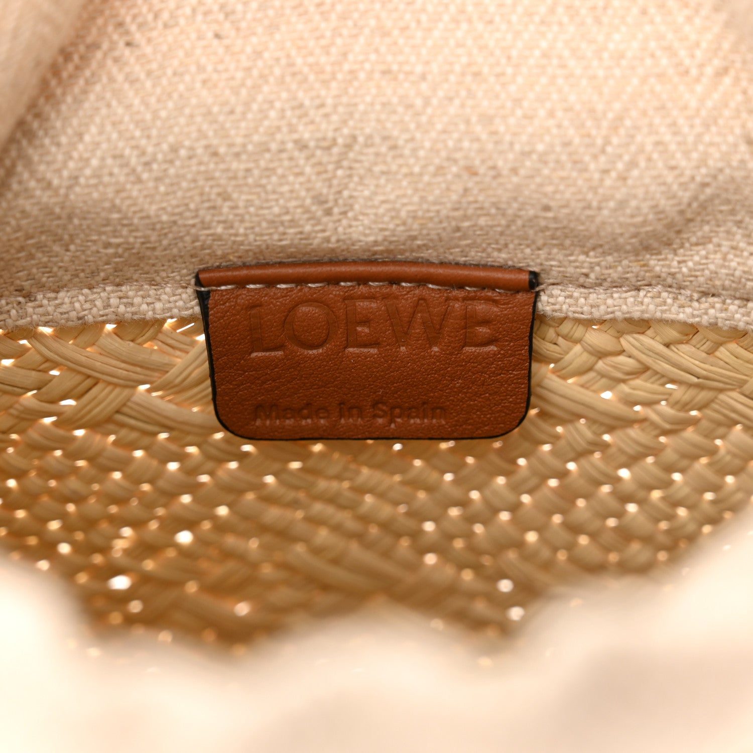 Loewe Calfskin Raffia Paulas Ibiza Square Bucket Bag Natural Tan 5 of 9