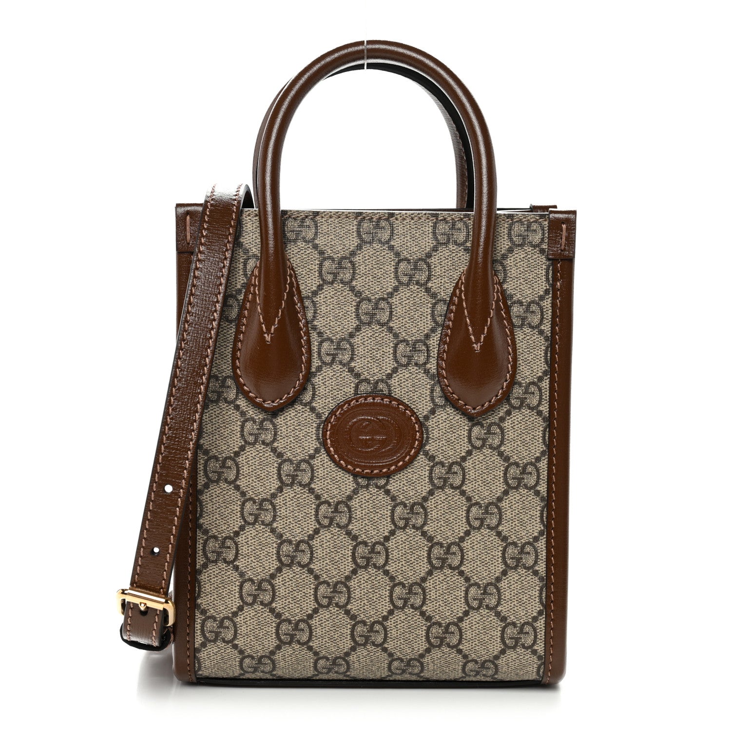 Gucci GG Supreme Monogram Azalea Calfskin Mini Retro Interlocking G Tote Bag Beige Ebony Brown Sugar 1 of 10