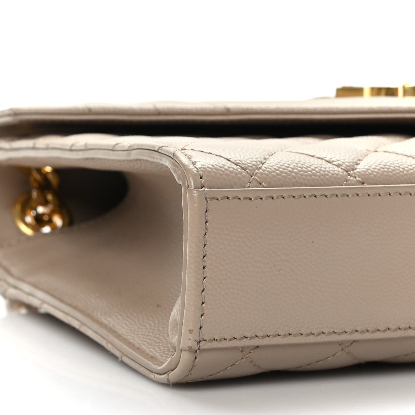 Grain De Poudre Textured Mixed Matelasse Medium Triquilt Monogram Satchel Dark Latte