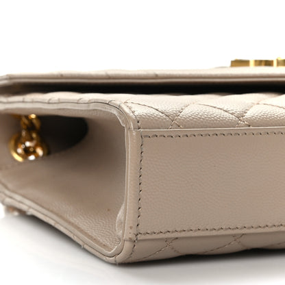 Saint Laurent Grain De Poudre Textured Mixed Matelasse Medium Triquilt Monogram Satchel Dark Latte 7 of 8