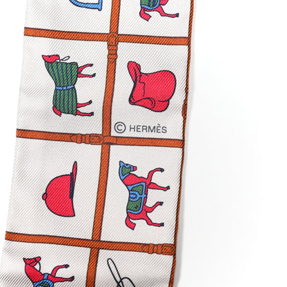 Hermes Silk Couvertures Et Tenues Twilly Creme Brun Rose 3 of 4
