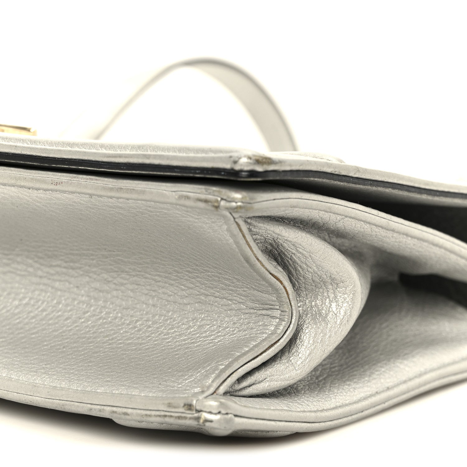 Christian Dior Metallic Grained Calfskin Medium Diorama Flap Bag Silver 10 of 10