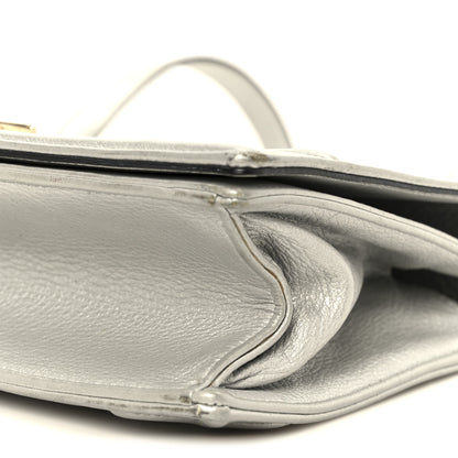 Christian Dior Metallic Grained Calfskin Medium Diorama Flap Bag Silver 10 of 10