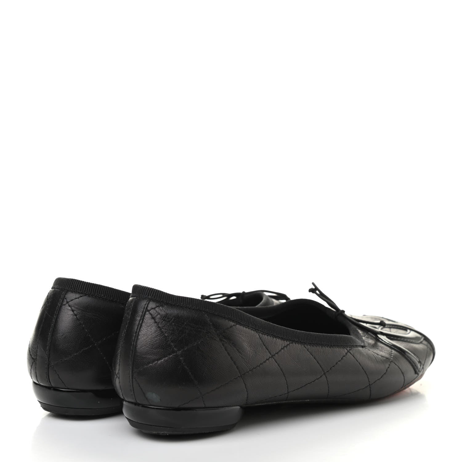 Chanel Lambskin Quilted Cambon Ballerina Flats 38 Black 4 of 11
