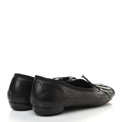 Chanel Lambskin Quilted Cambon Ballerina Flats 38 Black 4 of 11