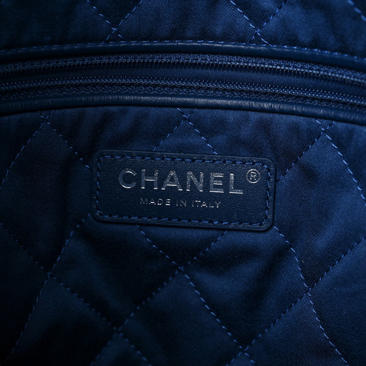 Washed Denim Quilted Studded Small Chanel 22 Blue