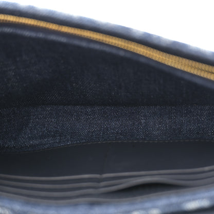 Christian Dior Oblique Denim Small Saddle Pouch With Chain Blue 5 of 11