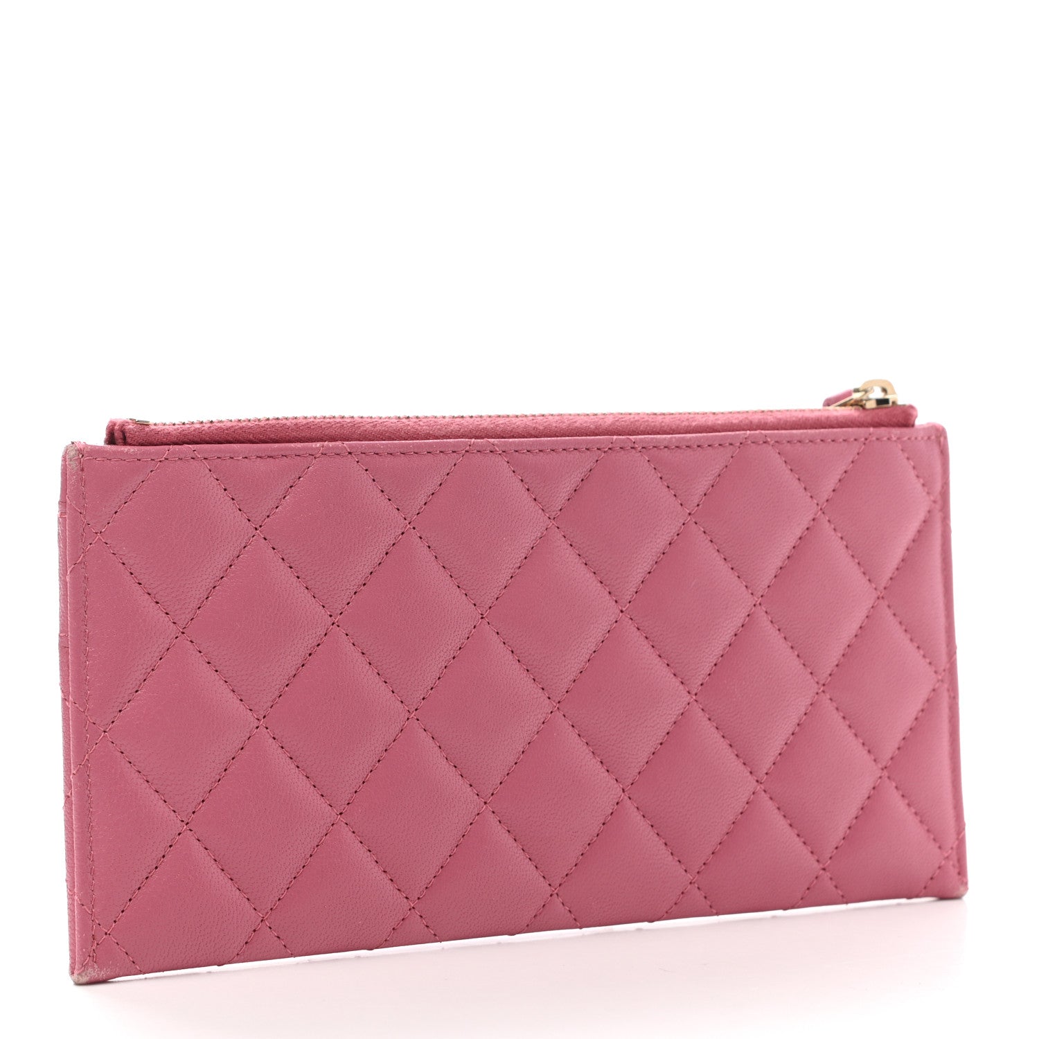Chanel Sheepskin Quilted Mademoiselle Vintage Zip Pouch Pink 3 of 8