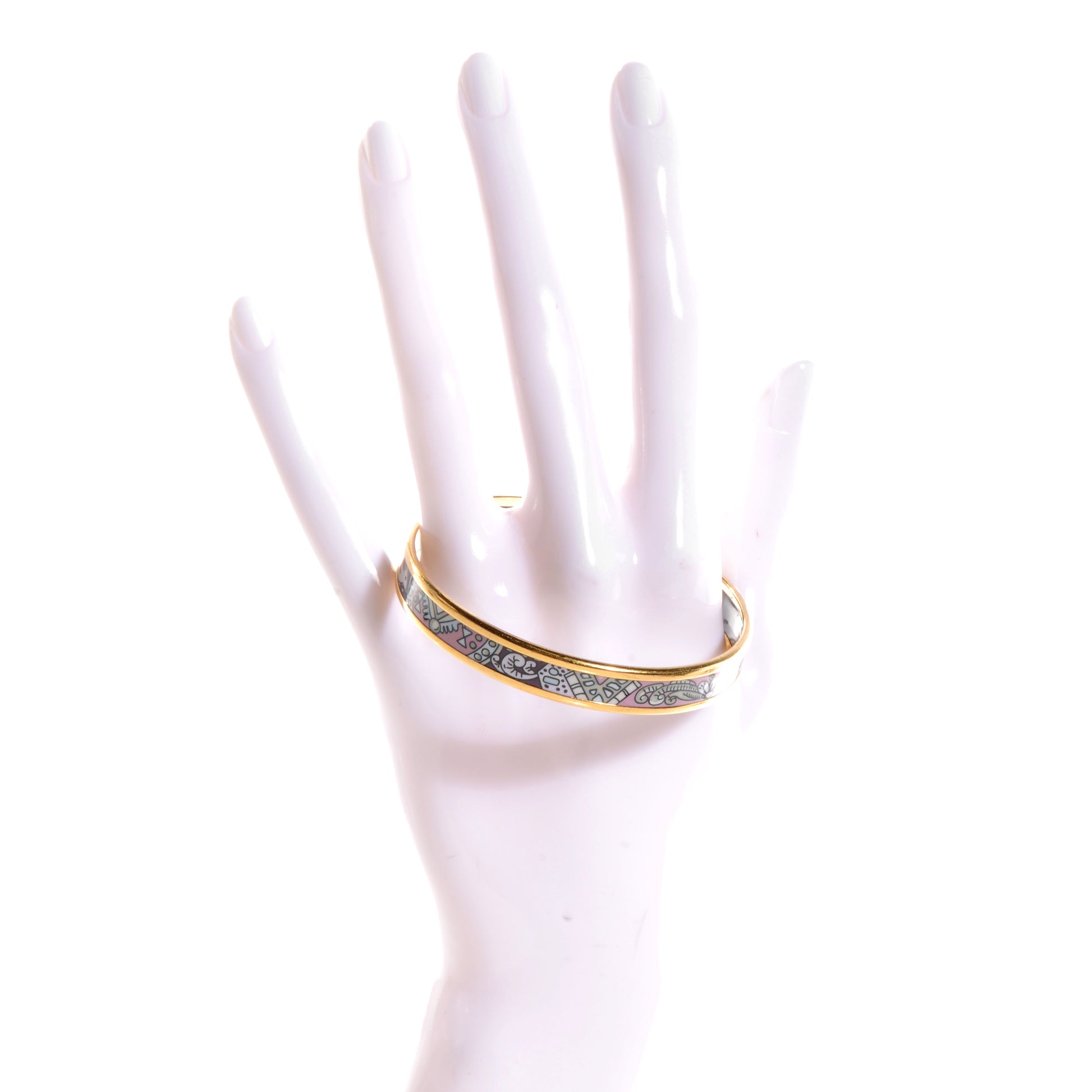 Hermes Enamel Narrow Printed Bracelet 65 Pink 2 of 6