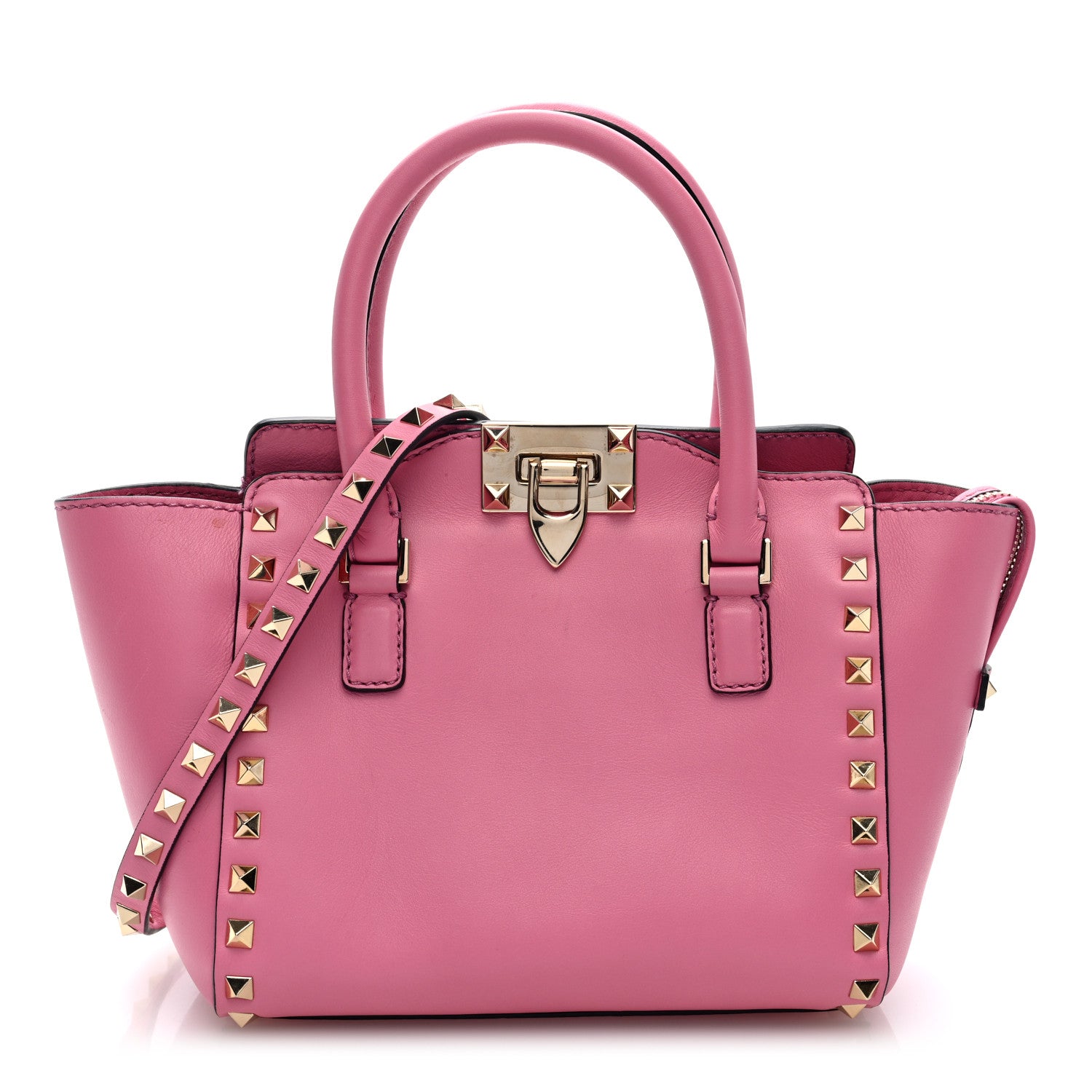 Valentino Garavani Vitello Mini Rockstud Double Handle Tote Peony 1 of 10