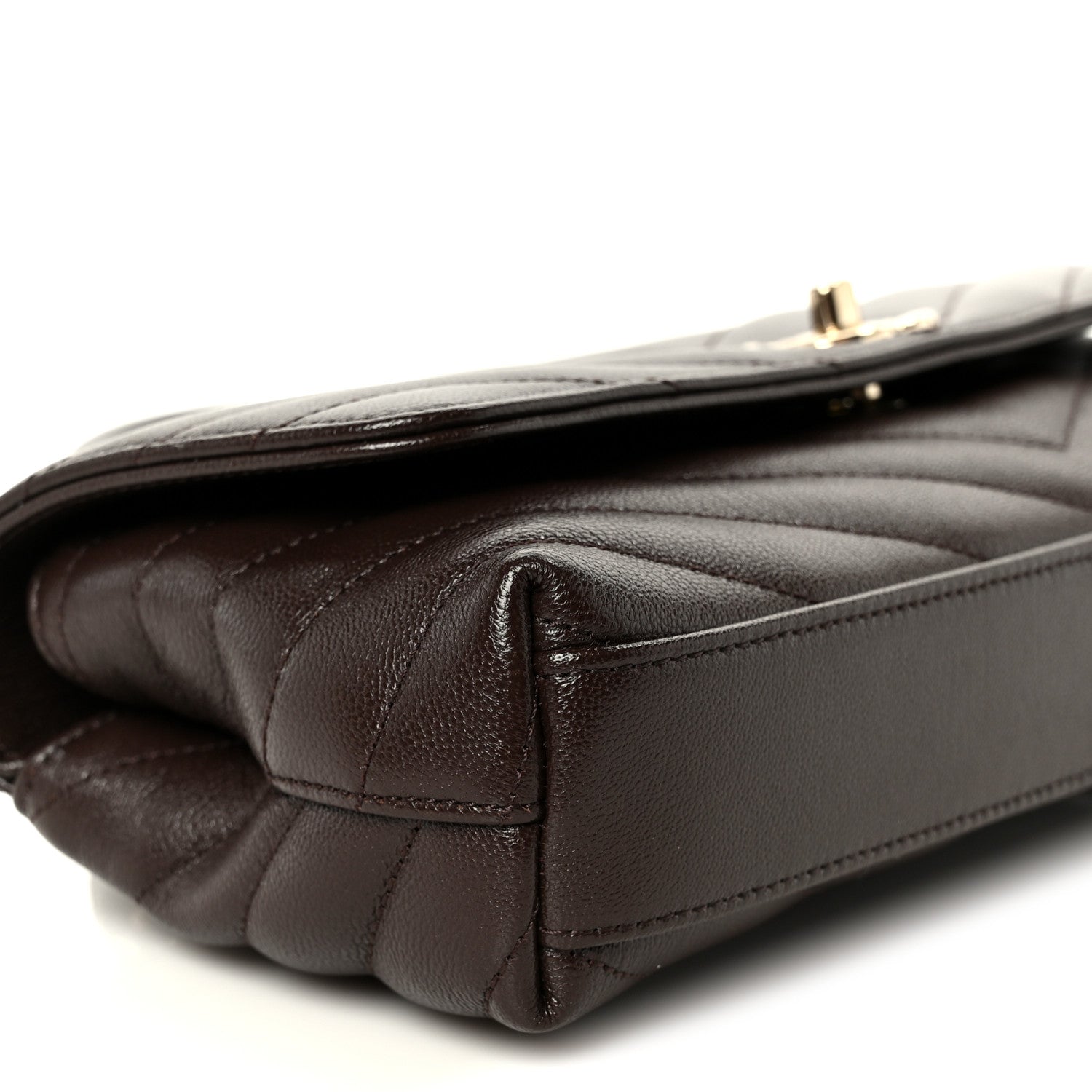 Chanel Goatskin Chevron Quilted Maxi East West Coco Handle Flap Dark Brown 9 of 11