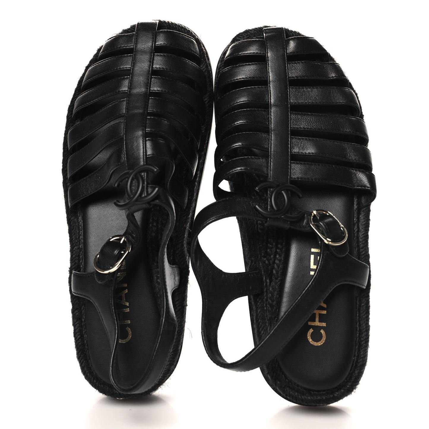 Lambskin Espadrille Sandals 37 Black
