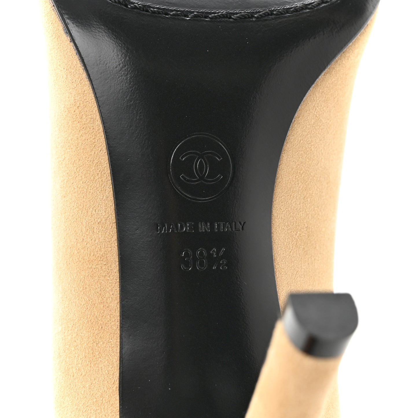 Suede Patent Calfskin Pumps 38.5 Beige Black