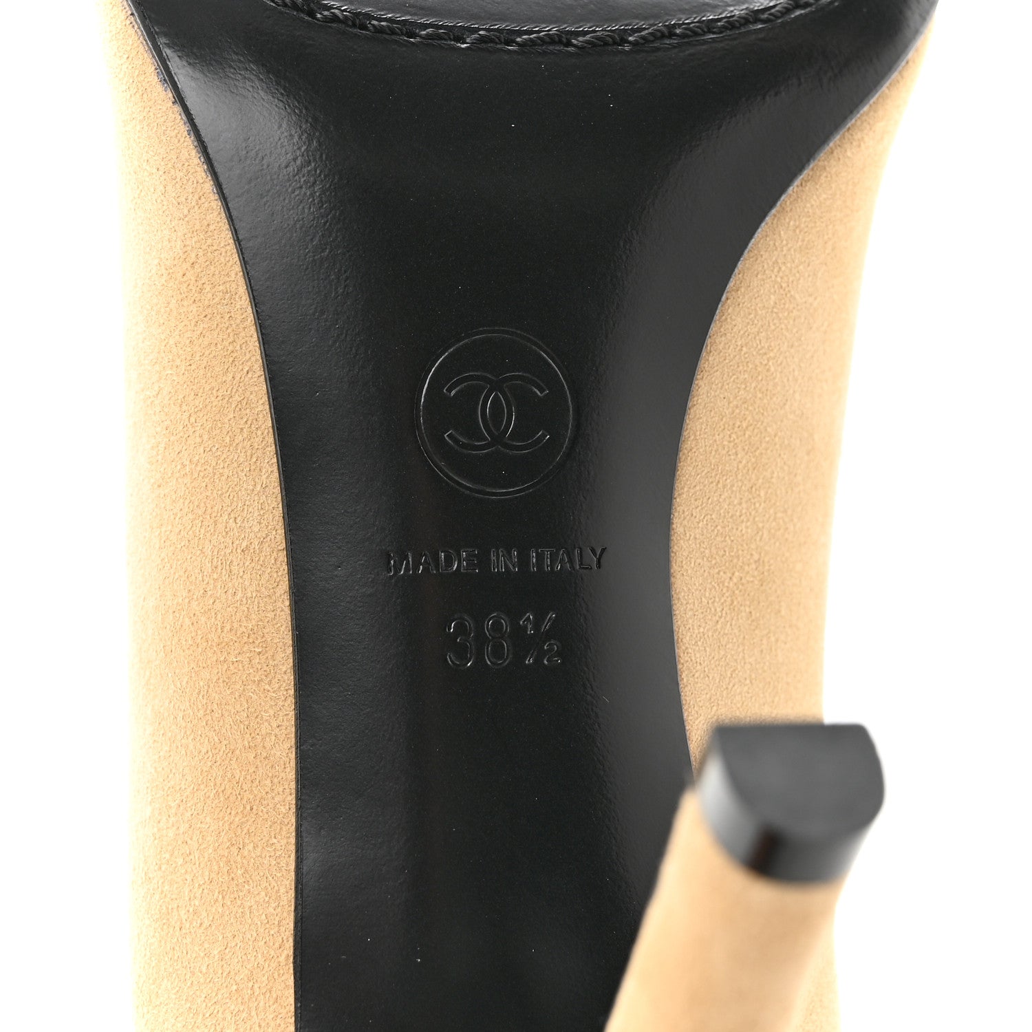 Chanel Suede Patent Calfskin Pumps 38.5 Beige Black 8 of 10