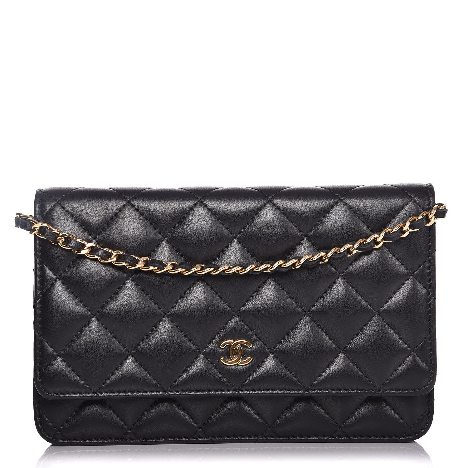 Chanel Lambskin Quilted Wallet On Chain WOC Black 1 of 8