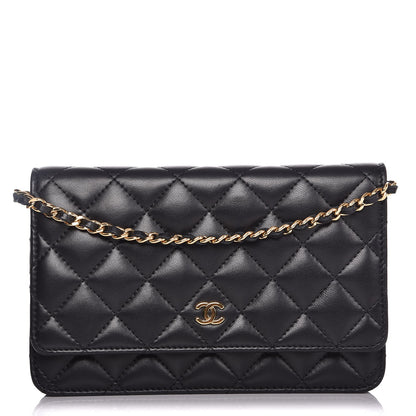 Chanel Lambskin Quilted Wallet On Chain WOC Black 1 of 8