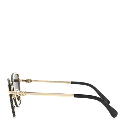 Chanel Metal Calfskin Denim Sunglasses 4289-Q Black 3 of 9