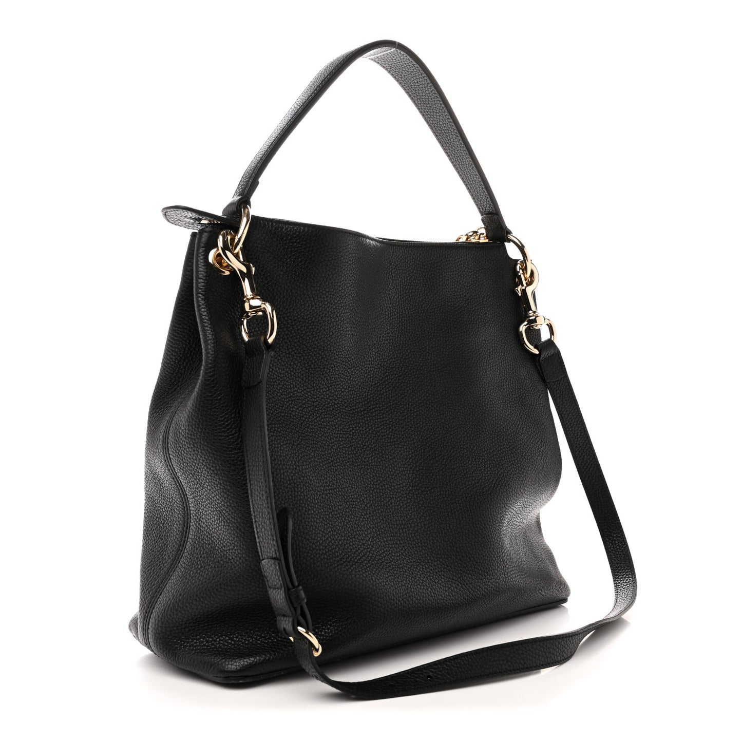 Pebbled Calfskin Large Soho Hobo Black