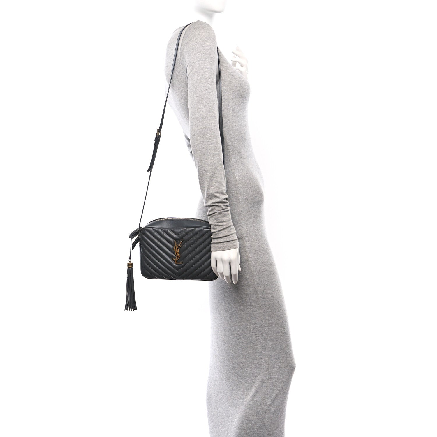 Saint Laurent Calfskin Matelasse Monogram Lou Camera Bag Dark Smog 2 of 10