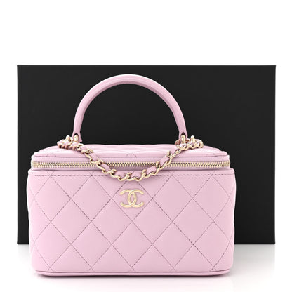 Chanel Lambskin Quilted Small Top Handle Vanity Case With Chain Light Pink 12 of 12