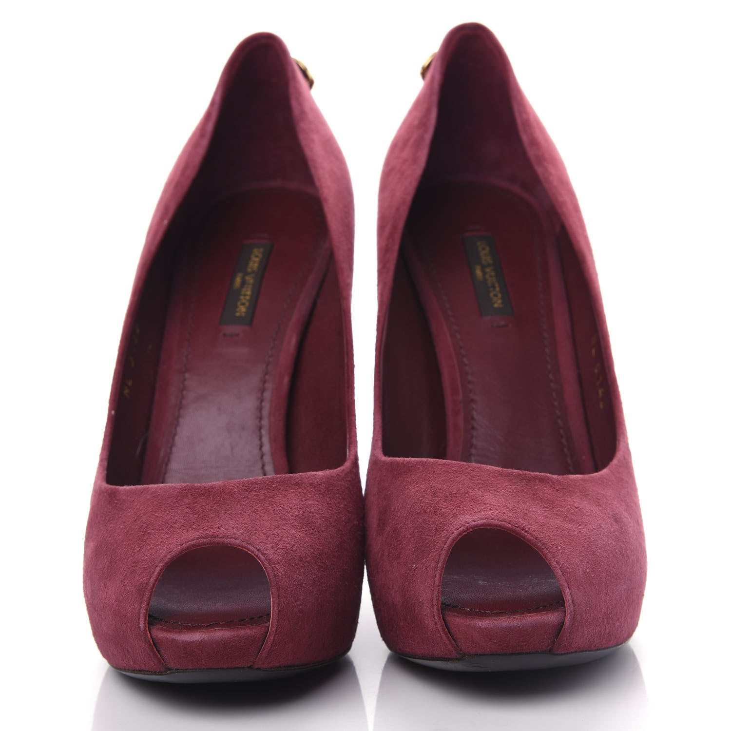Louis Vuitton Suede Oh Really Peep Toe Pumps 38.5 Grenat 5 of 10