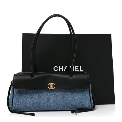 Chanel Calfskin Denim Stitched Urban Essentials Small Shopping Bag Blue Black 11 of 11