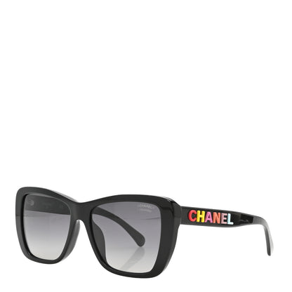 Chanel Acetate Polarized Butterfly Sunglasses 71548A Black 1 of 8