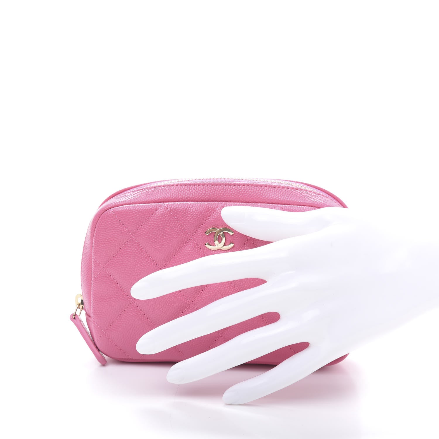 Chanel Caviar Quilted Small Curvy Pouch Cosmetic Case Pink 2 of 8