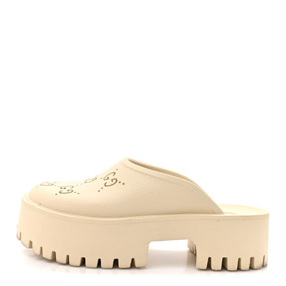 Gucci Rubber Monogram GG Go Through Platform Slide Clogs 38 Mystic White 1 of 11
