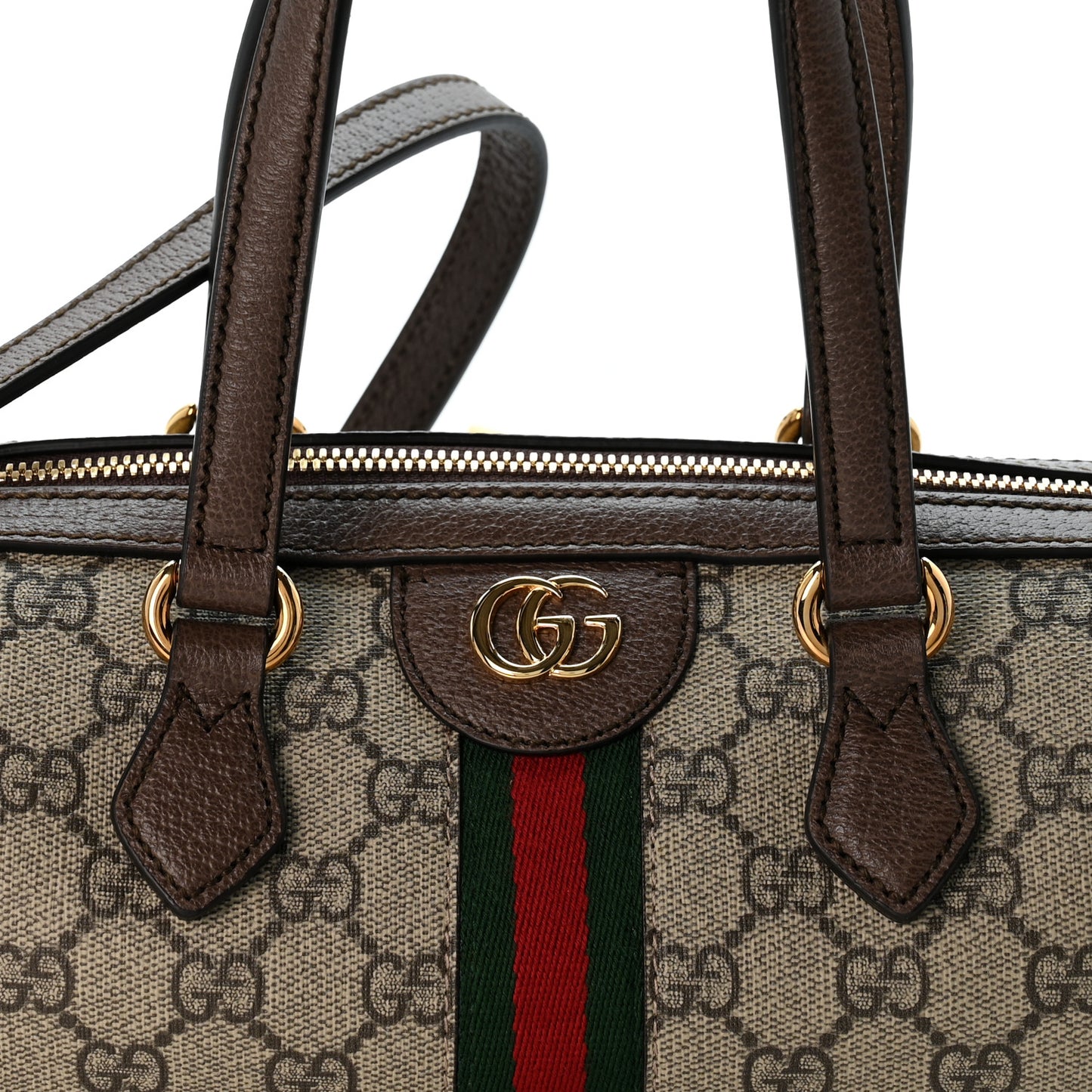 GG Supreme Monogram Web Small Ophidia Boston Bag  Beige New Acero