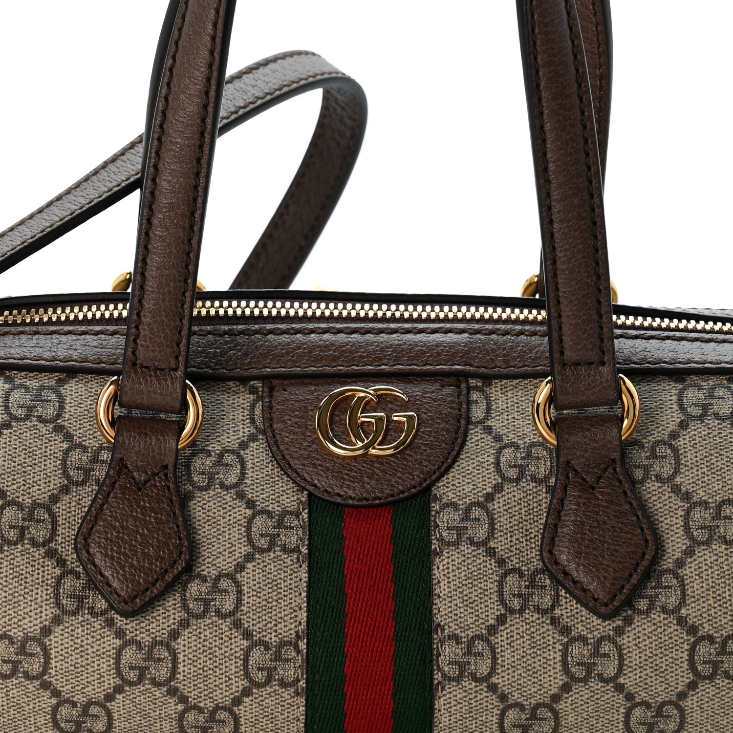 Gucci GG Supreme Monogram Web Small Ophidia Boston Bag  Beige New Acero 8 of 12