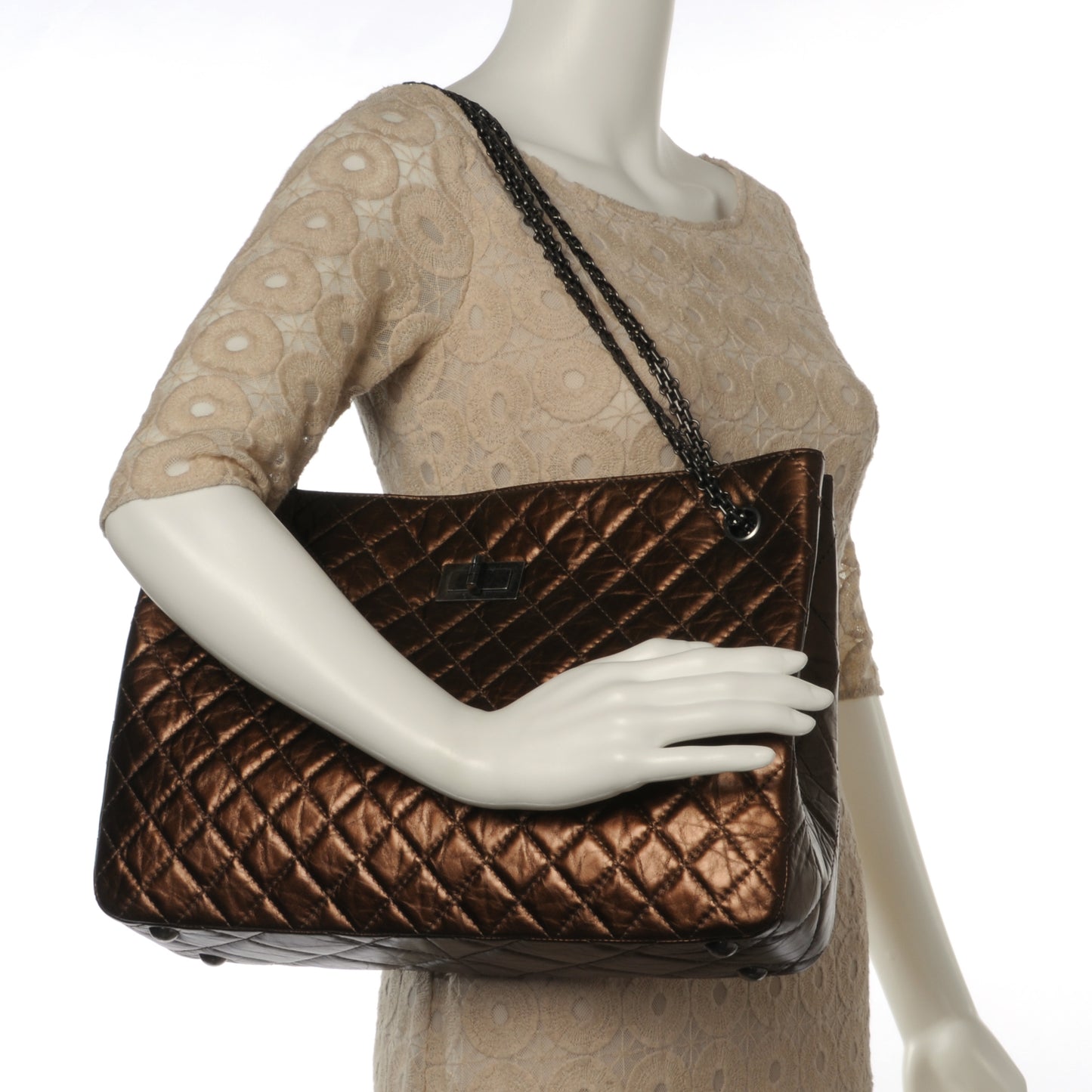 Aged Calfskin Reissue 2.55 Tote Bronze