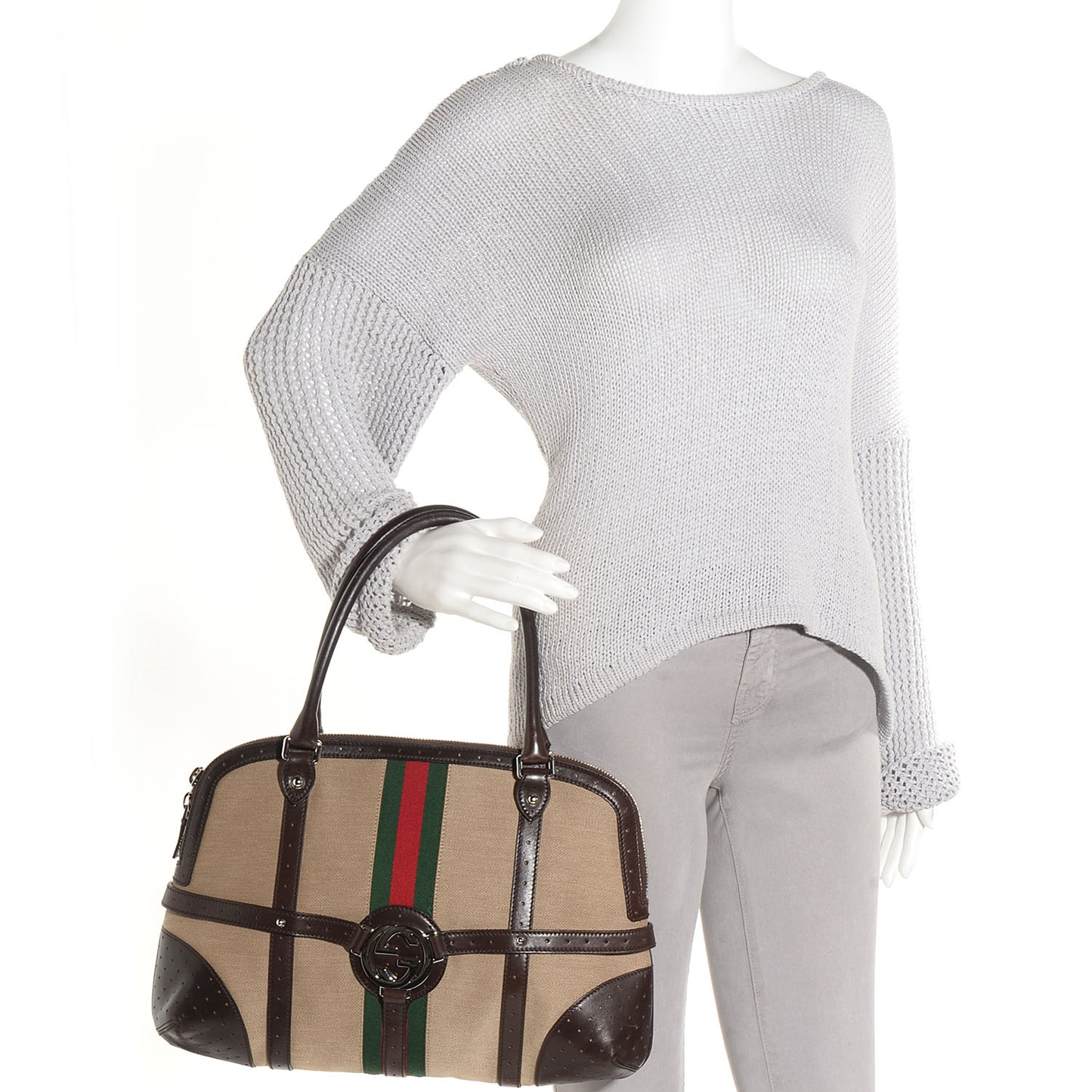 Canvas Web GG Reins Bag Brown