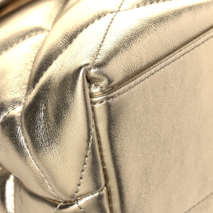 Saint Laurent Metallic Lambskin Quilted Sade Puffer Envelope Clutch Platino 9 of 13