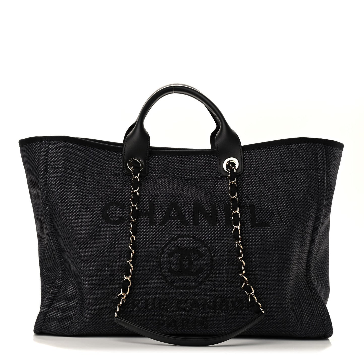 Mixed Fibers Striped Large Deauville Tote Black