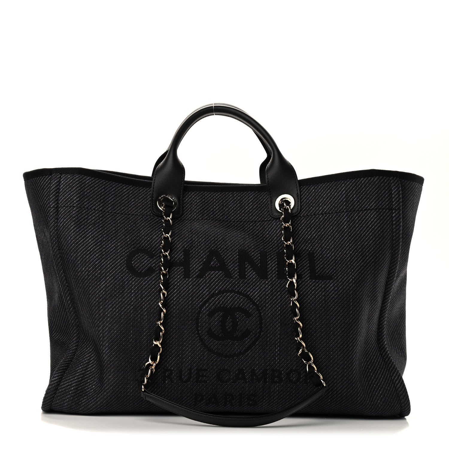Chanel Mixed Fibers Striped Large Deauville Tote Black 1 of 9