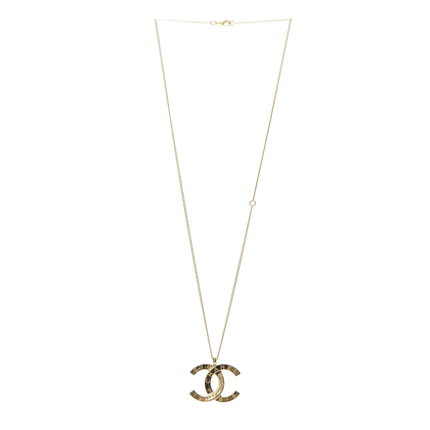 Metal CC Paris Button Necklace Gold