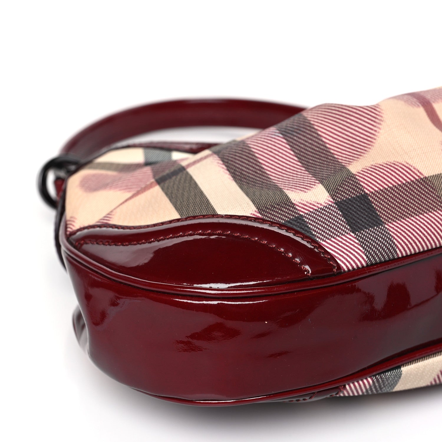 Burberry Patent Nova Check Heart Hobo Berry Red 8 of 9