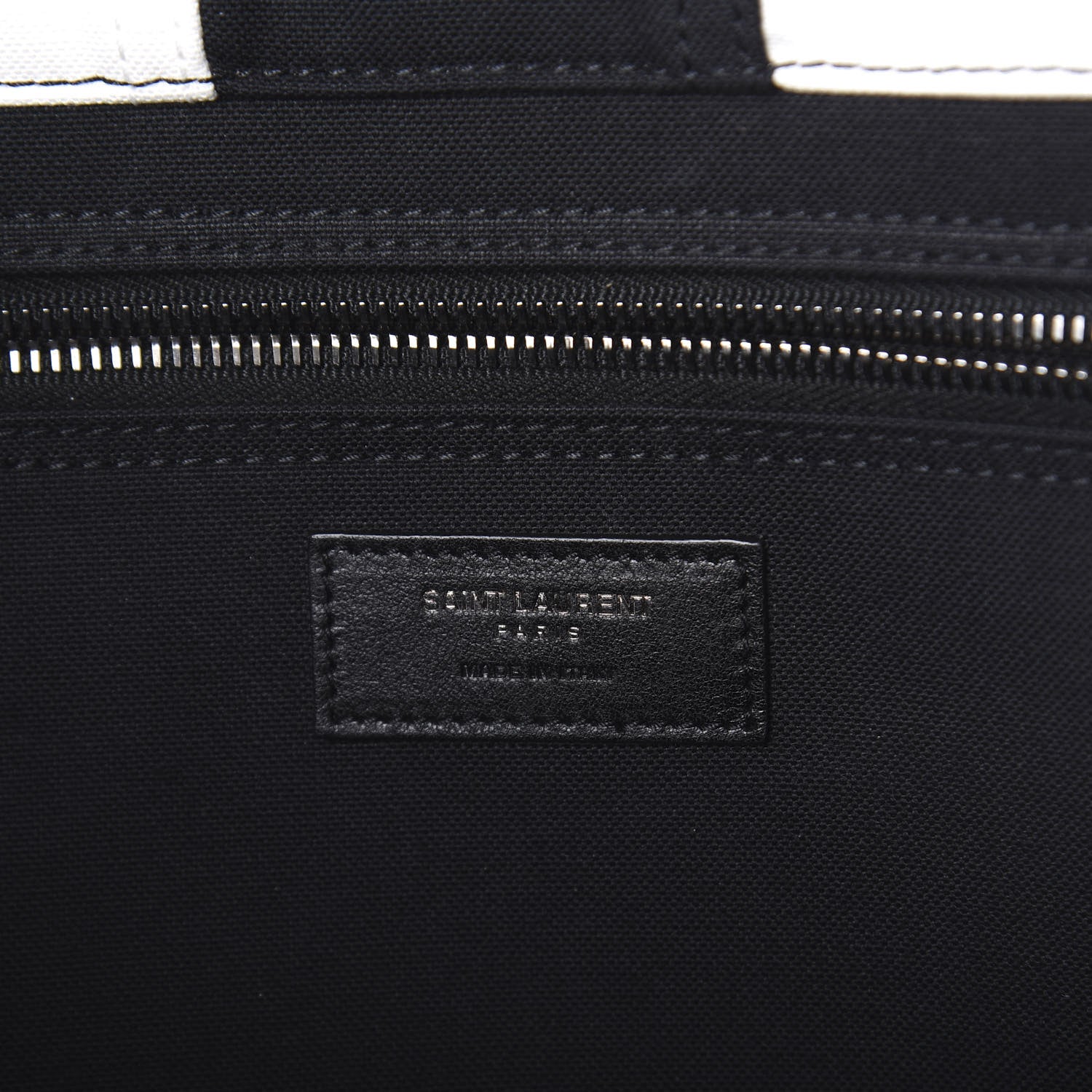 Saint Laurent Canvas Noe Striped Tote Black White 6 of 9
