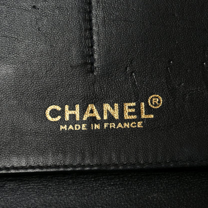 Chanel Tweed Jersey Lambskin Camellia Flap Chocolate Bar Pearl Chain Flap Clutch Black Beige 6 of 11
