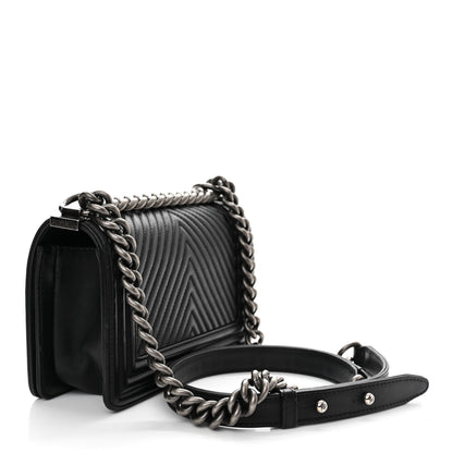 Chanel Calfskin Chevron Quilted Small Boy Flap Black 3 of 13