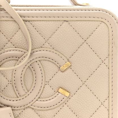 Chanel Caviar Quilted Small CC Filigree Vanity Case Beige 8 of 14
